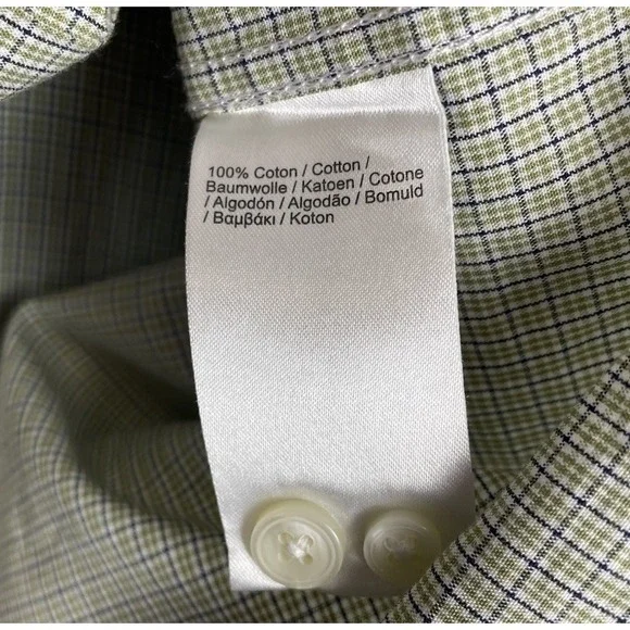 Lacoste Shirt Men's 45 XL XXL Regular Fit Short Sleeve Green Plaid Cotton Croc - Picture 5 of 7